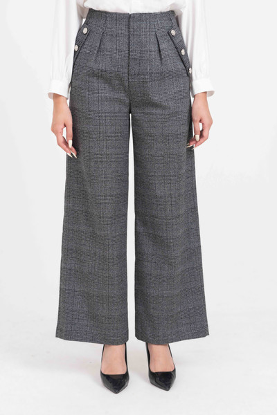 Quần ống suông họa tiết kẻ