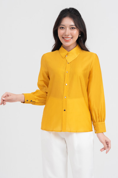 Áo sơ mi lụa cổ kiểu