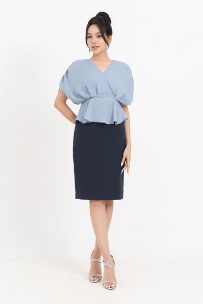 Áo sơ mi xếp tà Peplum