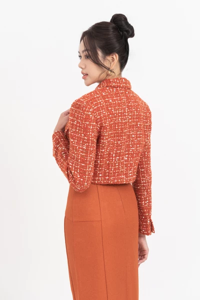 Orange Tweed - Áo dạ suông dáng ngắn