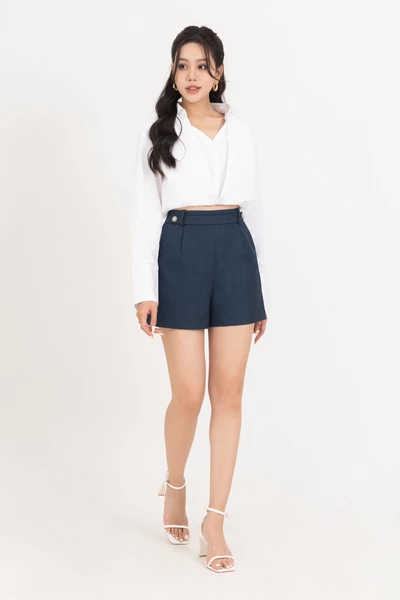 Áo sơ mi croptop cổ cách điệu