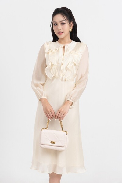 Đầm xòe lụa phối bèo