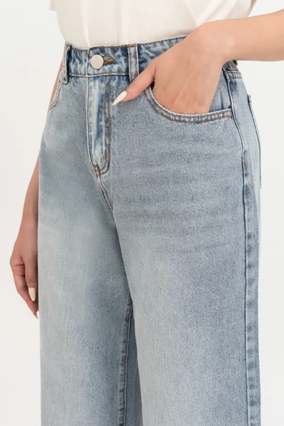 Quần Jeans suông xanh sáng