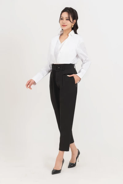 Áo sơ mi croptop cổ cách điệu