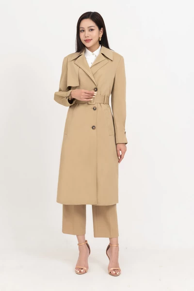 Trench coat Beige - Áo măng to 3 khuy