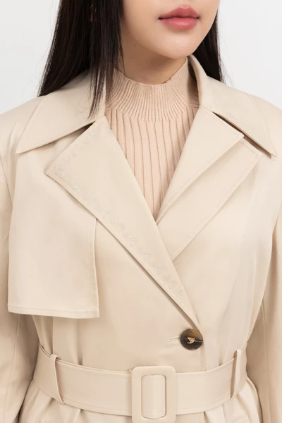 Trench coat Beige - Áo măng to 3 khuy