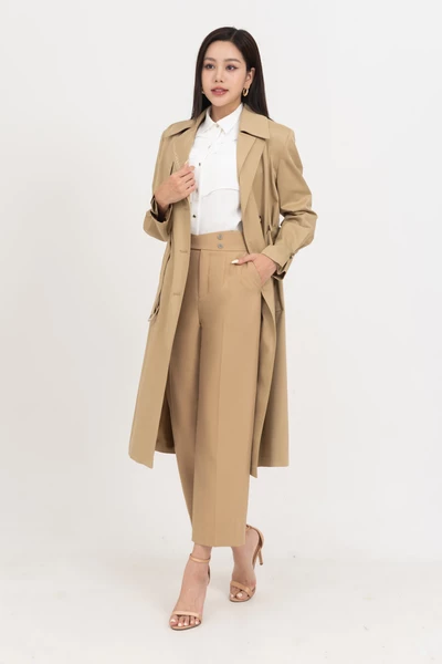 Trench coat Beige - Áo măng to 3 khuy