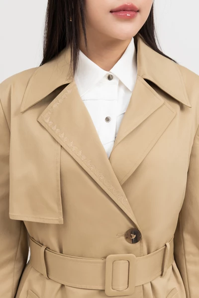 Trench coat Beige - Áo măng to 3 khuy