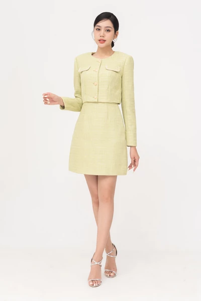 Áo khoác Croptop Tweed trái tim