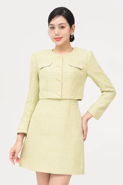 Áo khoác Croptop Tweed trái tim