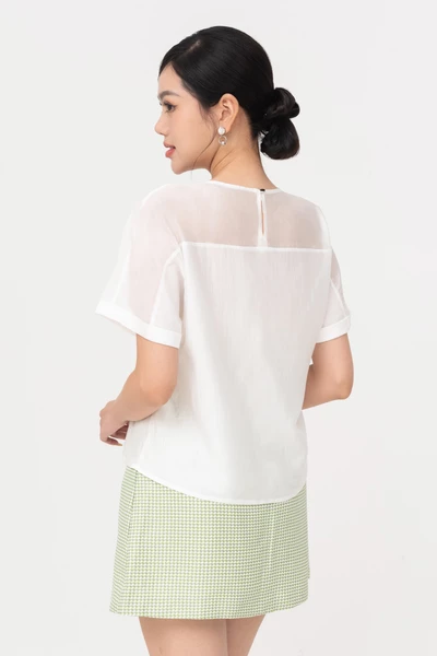 Áo lụa thêu chữ dáng suông