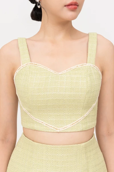 Áo Tweed Croptop Trái tim