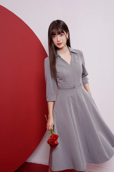 Elegance Dress - Đầm xòe cổ kiểu