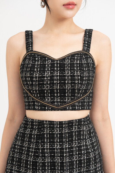 Áo Tweed Croptop Trái tim