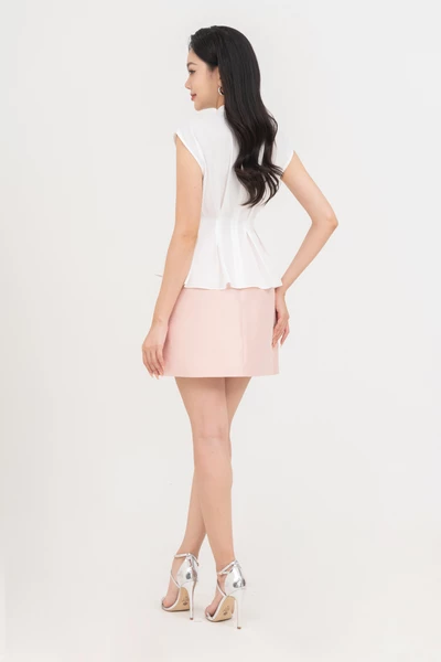 Áo sơ mi peplum cổ nơ