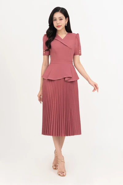 Đầm peplum xếp ly