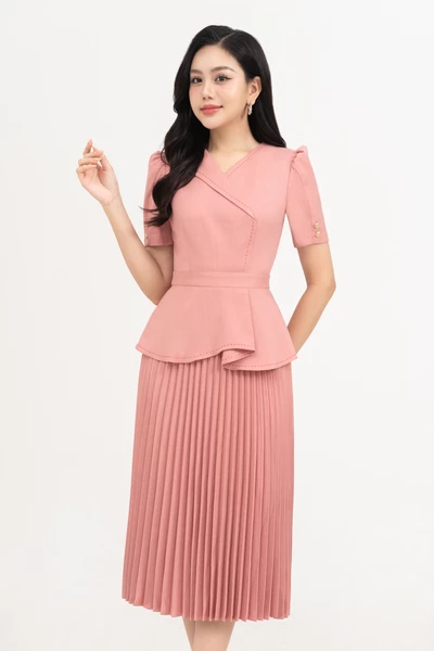 Đầm peplum xếp ly