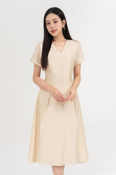 Light Spring Midi Dress - Đầm lụa cổ kiểu
