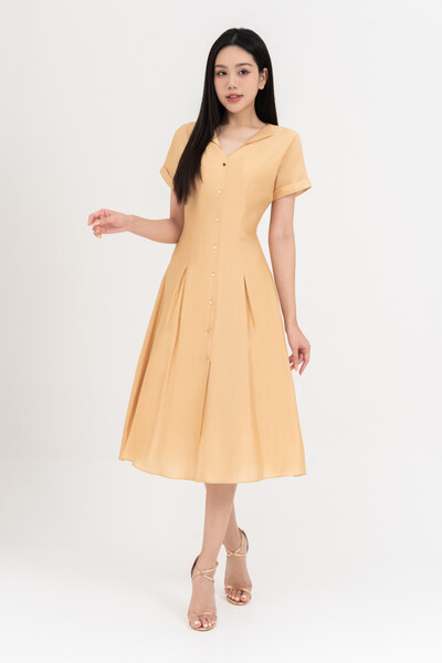 Light Spring Midi Dress - Đầm lụa cổ kiểu