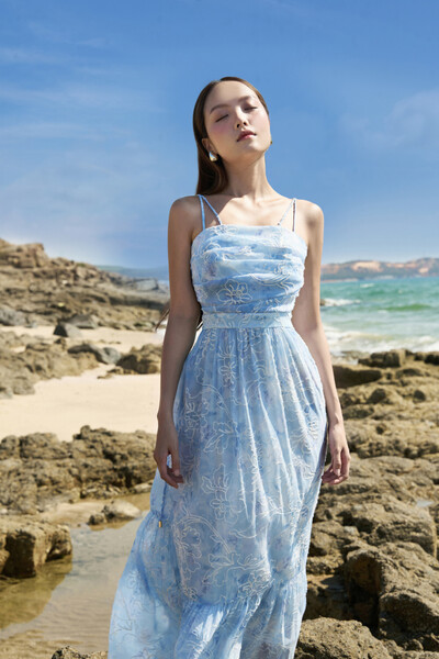 Blue SEA Dress - Đầm maxi họa tiết