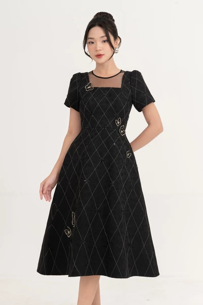 Azalea Dress - Đầm dạ hội kẻ cách điệu