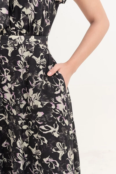 Flower summer - Đầm họa tiết cổ nơ