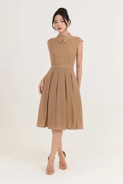 Elene Dress - Đầm lụa xòe xếp ly