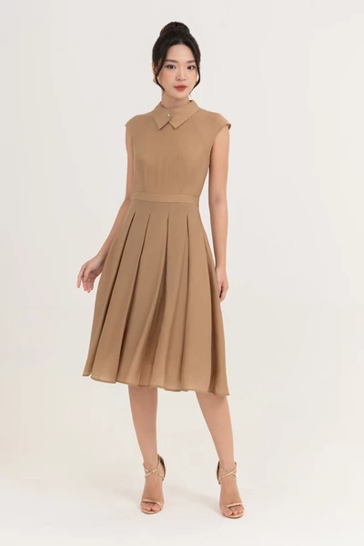 Elene Dress - Đầm lụa xòe xếp ly