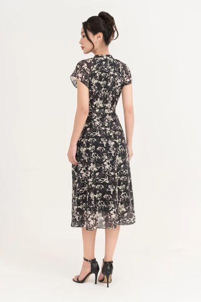 Flower summer - Đầm họa tiết cổ nơ