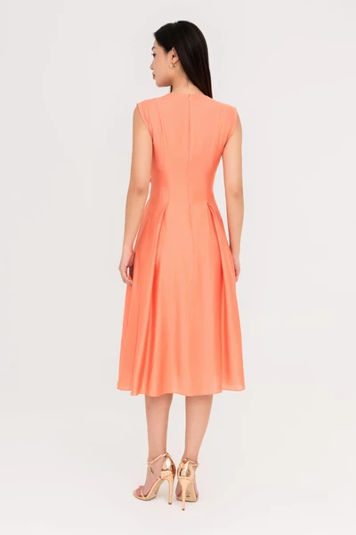 Đầm xòe Tencel tay liền Orange