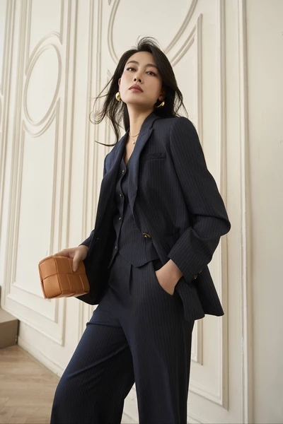 Áo Blazer kẻ Serge