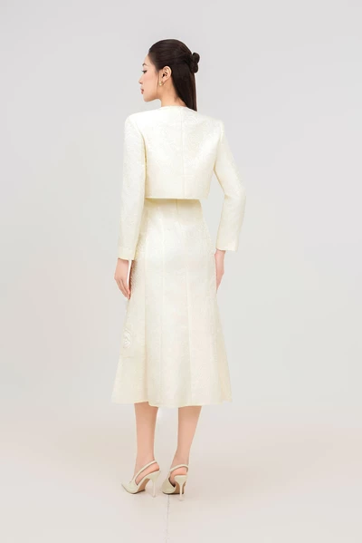 Ivory Rose Elegance - Set đầm dạ hội Jacquard