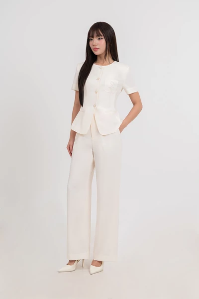 White Poise Pants - Quần Tây ống suông