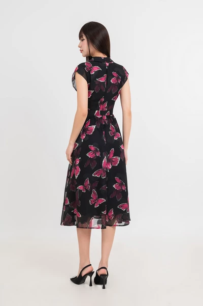 Butterfly Flare Dress - Đầm lụa họa tiết