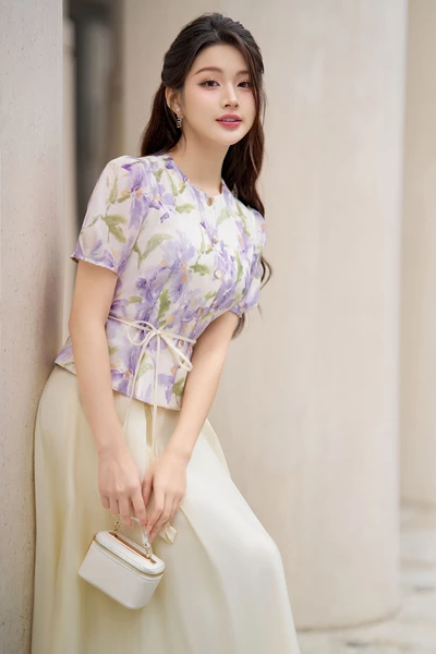 Spring Waltz Skirt - Chân váy lụa xếp ly