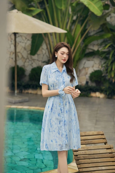 Ocean Breeze Dress - Đầm lụa xòe