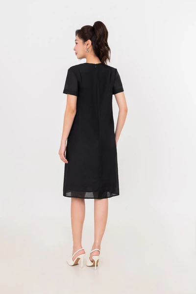 Black Silk Dress - Đầm lụa dáng suông