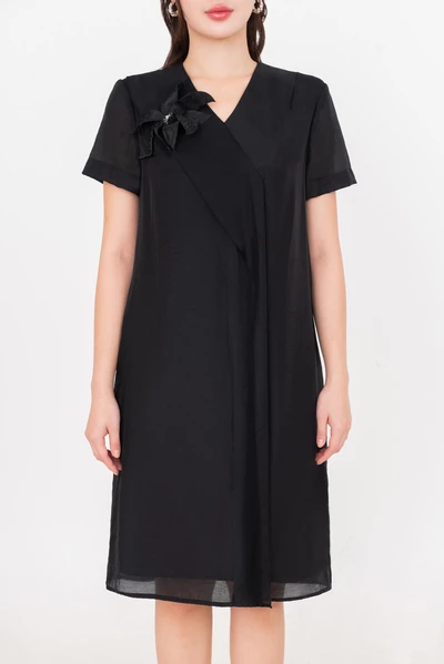 Black Silk Dress - Đầm lụa dáng suông