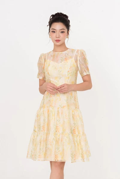 Sunpetal Dress – Đầm Tencel hoa vàng pastel