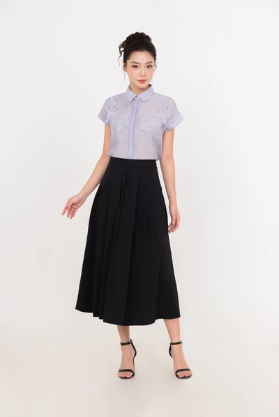 Chân váy A Khaki xếp ly