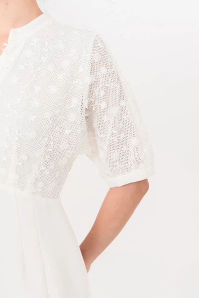 Ivory Bloom Dress – Đầm midi cổ chữ V phối ren