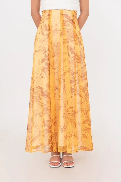 Golden Hour Skirt – Chân váy maxi vàng hoa