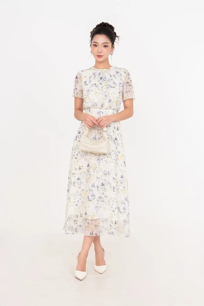 Citrus Bloom Dress - Đầm lụa hoa xòe