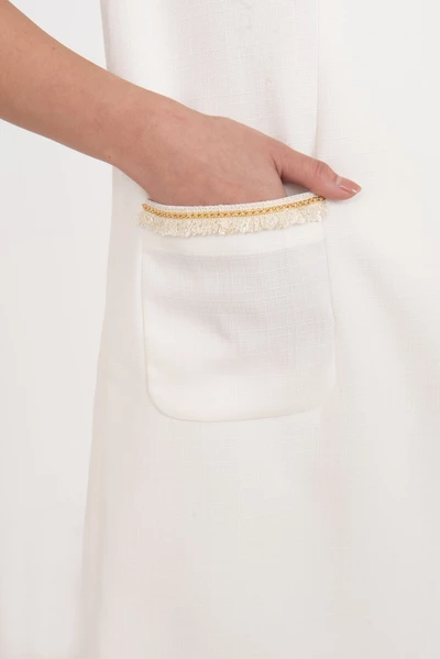 Đầm Tweed suông phối viền