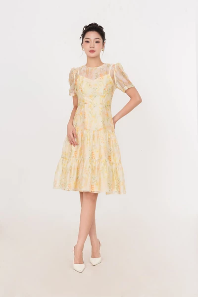 Sunpetal Dress – Đầm Tencel hoa vàng pastel