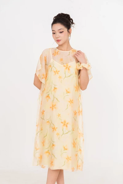 Sunbloom Dress – Đầm lụa họa tiết hoa pastel