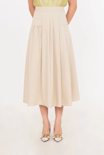 Chân váy A Khaki xếp ly