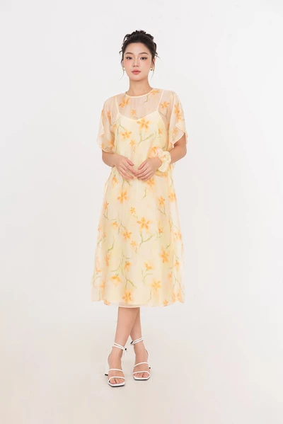 Sunbloom Dress – Đầm lụa họa tiết hoa pastel