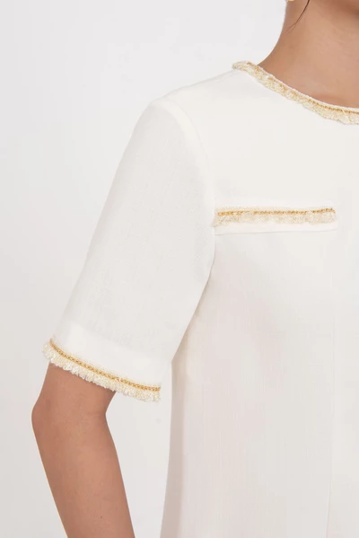 Đầm Tweed suông phối viền
