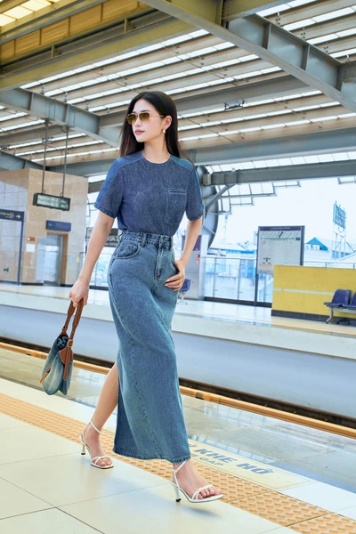 Blue Breeze Shirt - Áo kiểu phối demin
